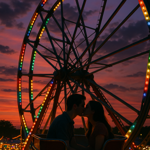sunset ferris wheel romance_simple, printable art, 300 DPI