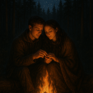 warmth under starlit skies_simple, printable art, 300 DPI
