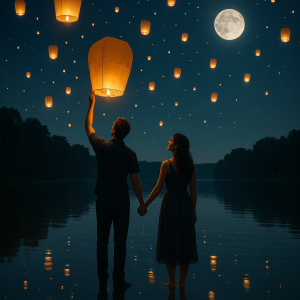 1908_moonlit lantern release_simple, printable art, 300 DPI
