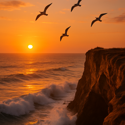 Sunset Over Coastal Cliffs