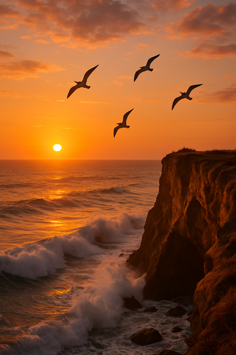Sunset Over Coastal Cliffs