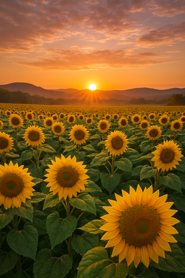 20250627_2342_sunflowers at sunrise, printable art, 300 DPI