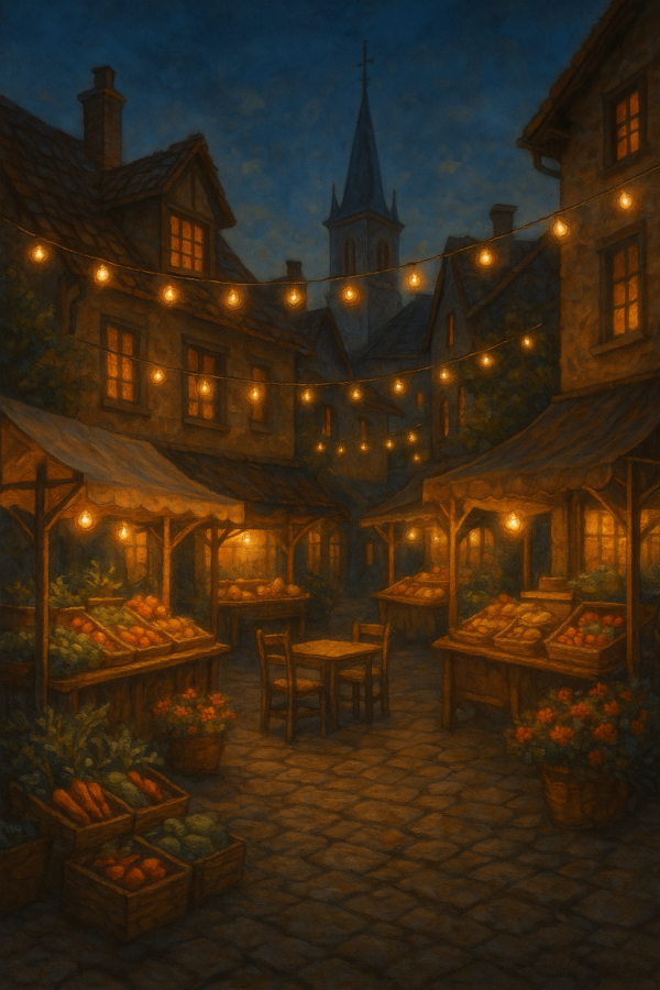20250627_2343_evening market lights, printable art, 300 DPI