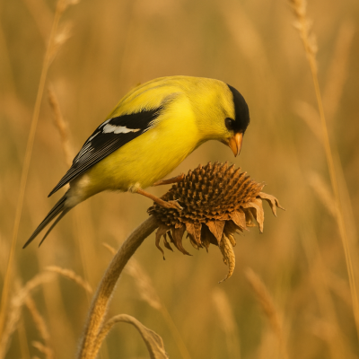 Goldfinch on Sunflower