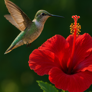 20250627_2353_hummingbird and hibiscus, printable art, 300 DPI