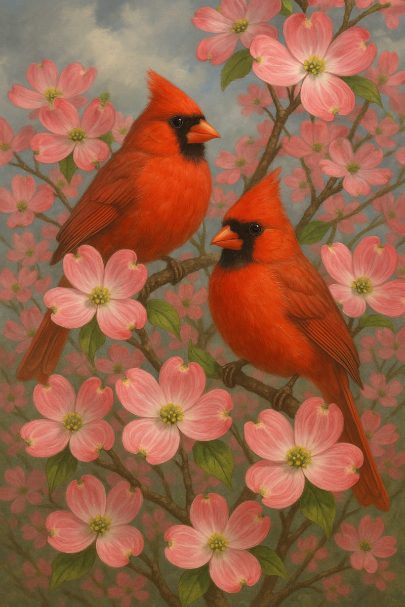 Cardinals in Dogwood