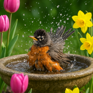20250627_2354_robin's spring bath_simple_c, printable art, 300 DPI