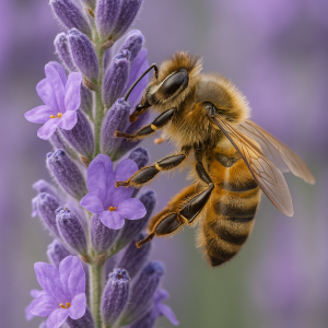 20250627_2355_bee on lavender_sim, printable art, 300 DPI