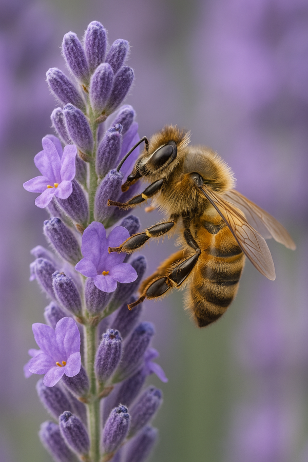 20250627_2355_bee on lavender_sim, printable art, 300 DPI