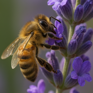 20250627_2355_bee on lavender_sim, printable art, 300 DPI