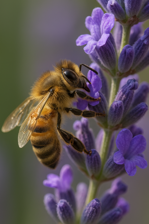20250627_2355_bee on lavender_sim, printable art, 300 DPI