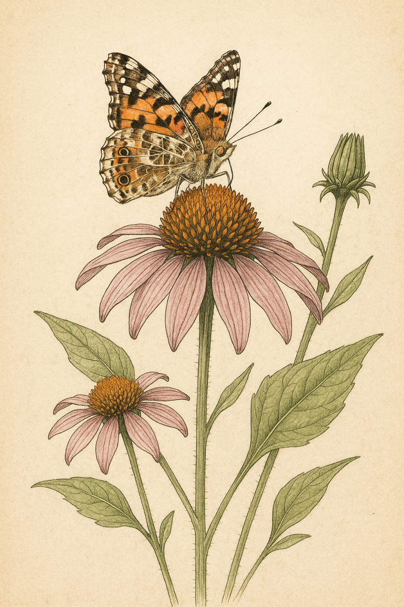 Echinacea and Butterfly