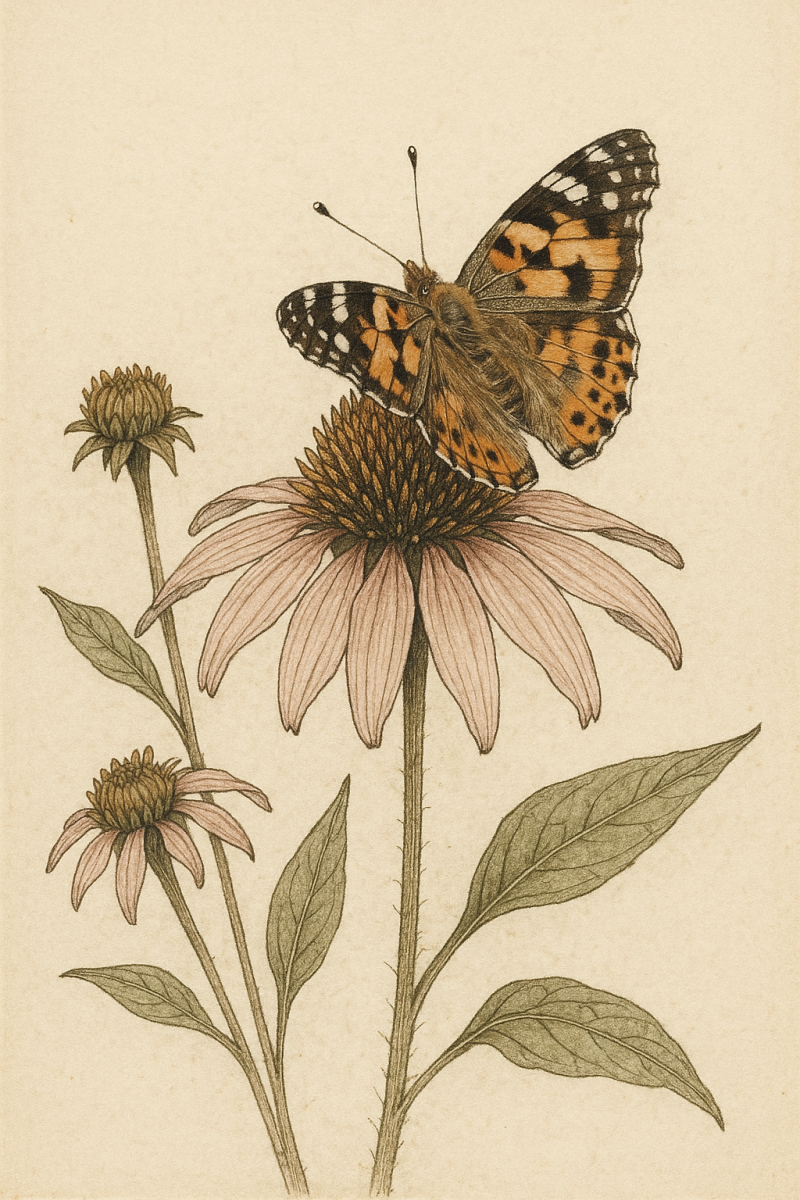 Echinacea and Butterfly