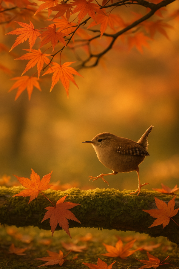 20250627_2355_wren on mossy branch, printable art, 300 DPI