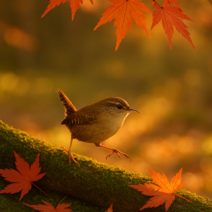 20250627_2355_wren on mossy branch, printable art, 300 DPI