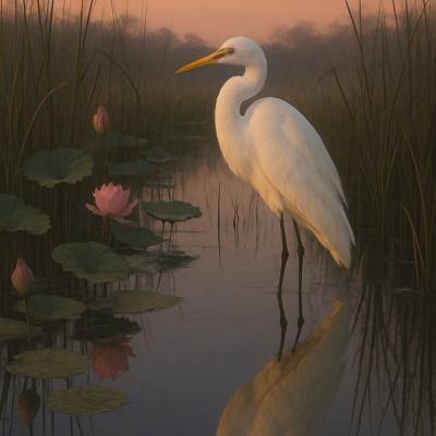 Egret at Dusk