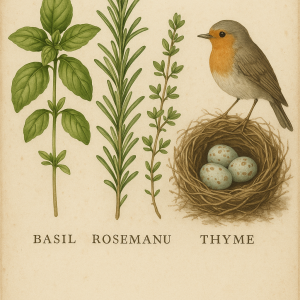20250627_2358_herbarium and robin's nest, printable art, 300 DPI