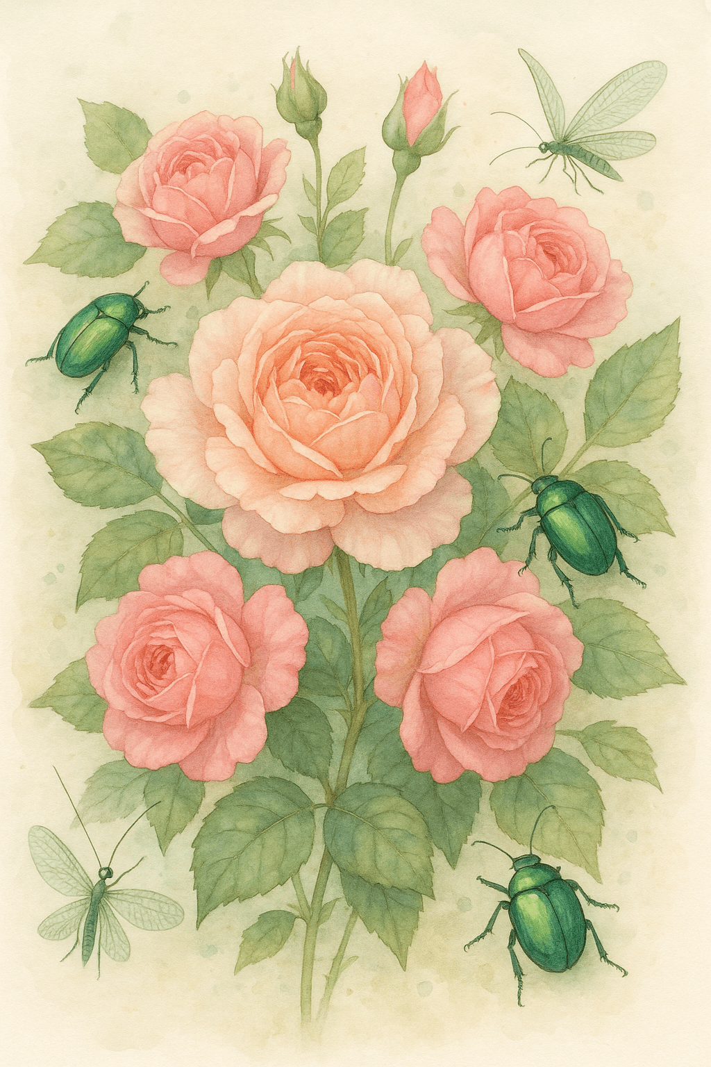 Watercolor Garden Roses contemporary art piece for any space
