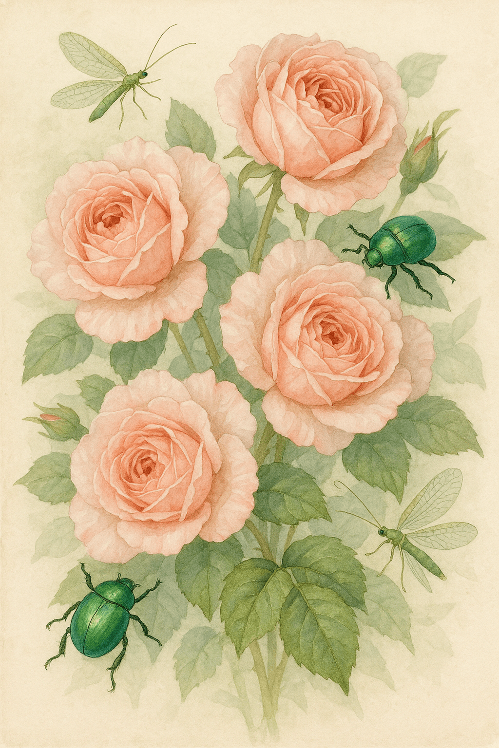 Watercolor Garden Roses printable art for gallery wall