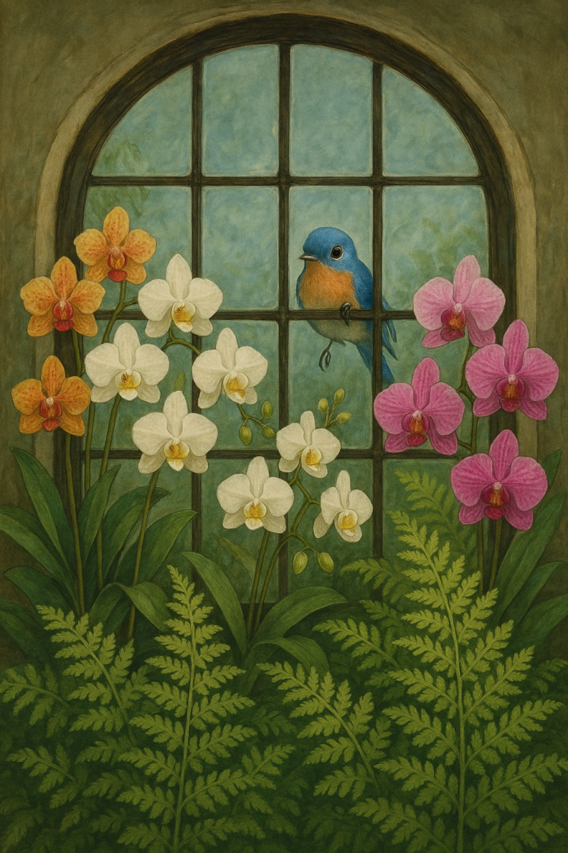 Bluebird at Greenhouse Window_