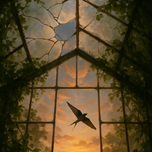 20250628_0010_sunrise over greenhouse, printable art, 300 DPI