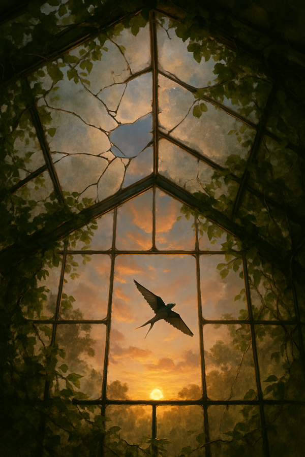 20250628_0010_sunrise over greenhouse, printable art, 300 DPI