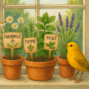 20250628_0011_herbs and warbler, printable art, 300 DPI