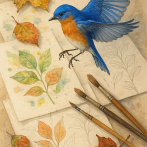 20250628_0012_bluebird in artistic flight_simple_, printable art, 300 DPI