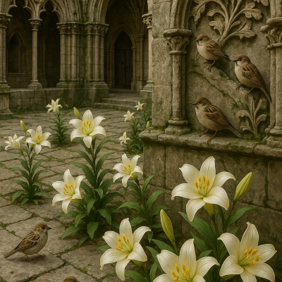 Cathedral's Blooming Courtyard