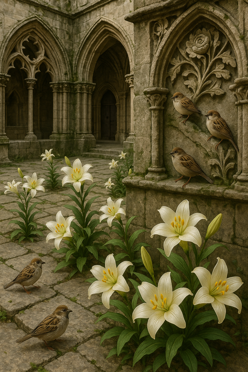 Cathedral's Blooming Courtyard