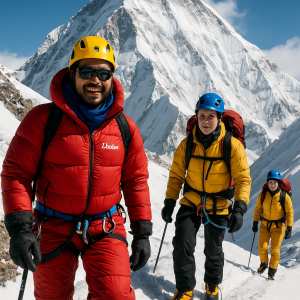 climbers ascend mount lhotse ridge, printable art, 300 DPI