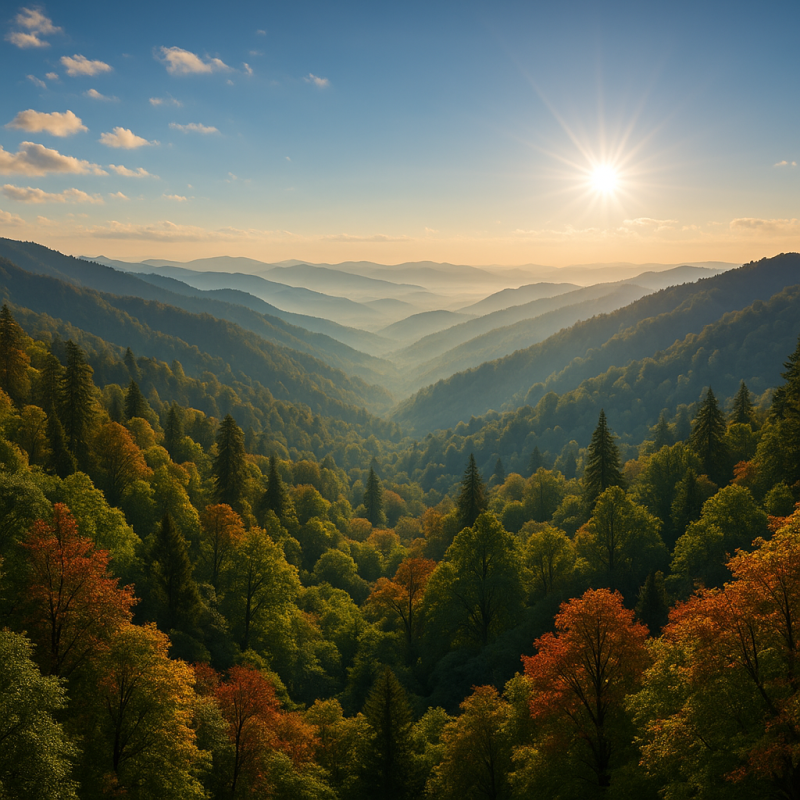 Golden Rays Over Misty Mountains