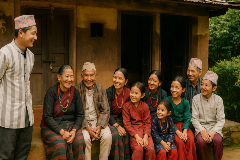 Tamang Family in Traditional Attire