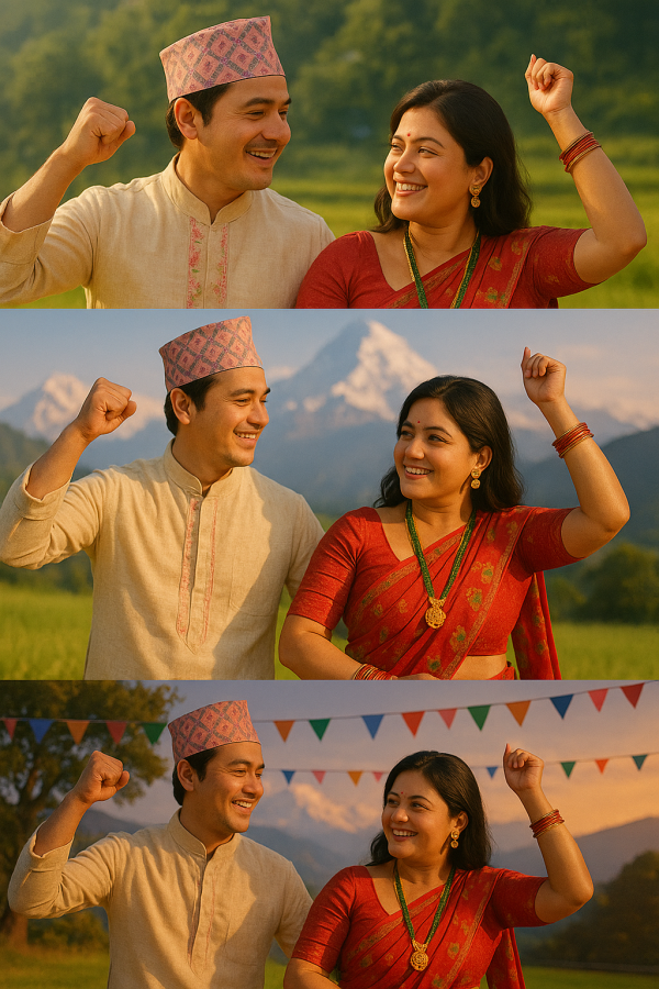 traditional nepali dance at sunset, printable art, 300 DPI