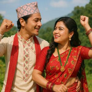 traditional nepali dance in nature, printable art, 300 DPI