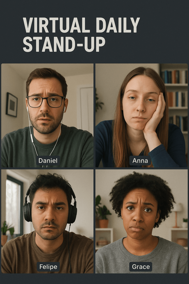 Virtual Standup Meeting canvas wall art for living room