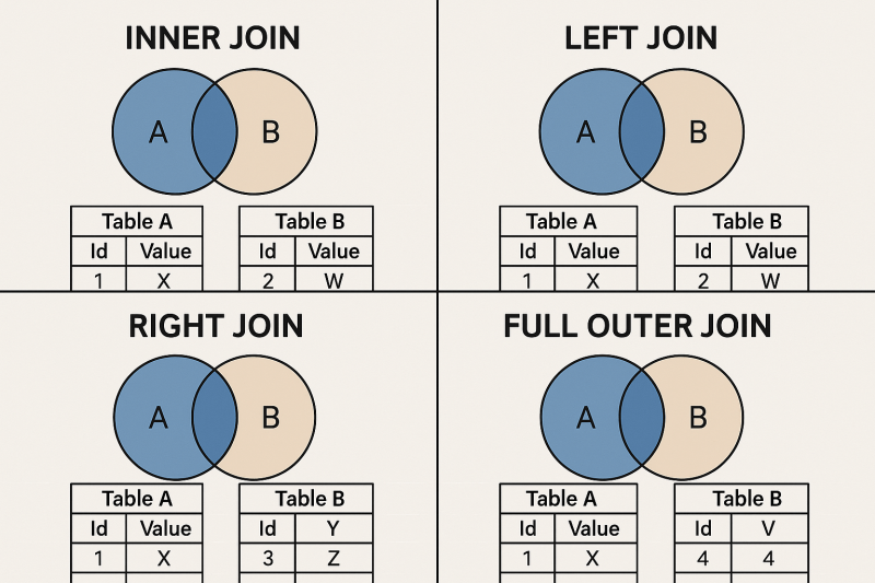 Sql Join Types Venn Diagrams modern art print for studio or study