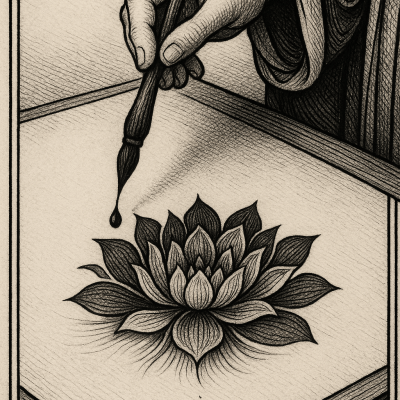 Ink Lotus Blossom fine art poster for office walls