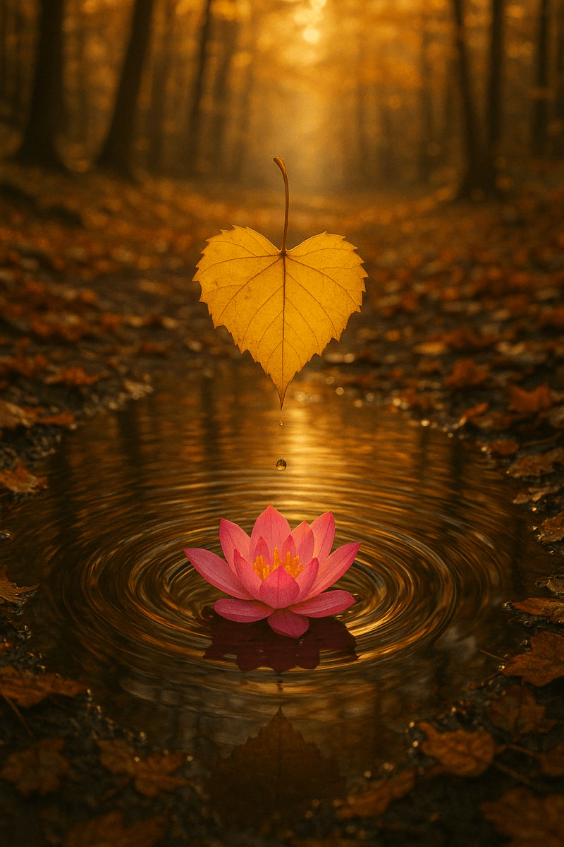 Autumn Leaf And Lotus