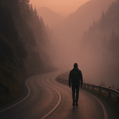 Misty Mountain Stroll fine art poster for office walls