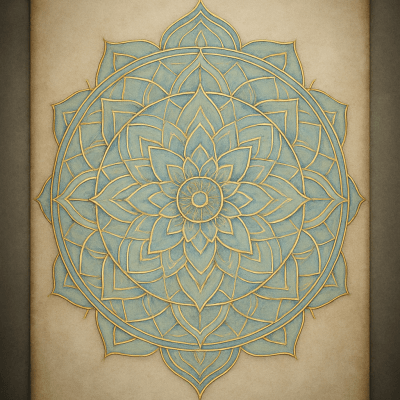 Blue And Gold Mandala modern art print for studio or study