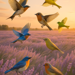 Songbirds In Lavender Field