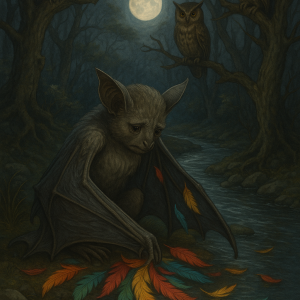 Bat By Moonlit Stream