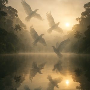 Ghostly Birds At Dawn