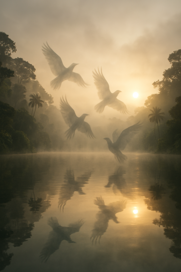 Ghostly Birds At Dawn