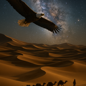 Eagle Over Golden Dunes
