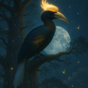 Hornbills Moonlit Perch