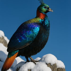 Himalayan Monal On Snow