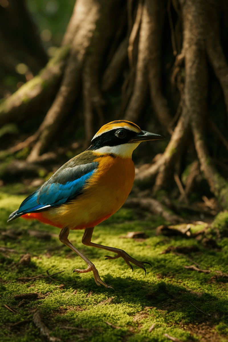 Indian Pitta in Sunlit Forest_