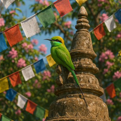 Bee-Eater and Temple Spire_